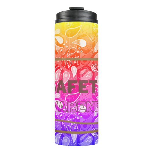 Bewustmaking van de veiligheid Rode Tekst Gele Gre Thermosbeker (Voorkant)