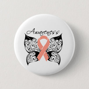Bewustmaking van de vlinder van tattoo - baarmoede ronde button 5,7 cm