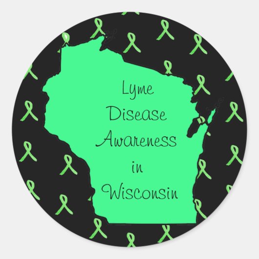 Bewustmaking van de ziekte van Lyme bij Wisconsin- Ronde Sticker (Voorkant)