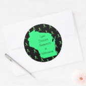 Bewustmaking van de ziekte van Lyme bij Wisconsin- Ronde Sticker (Envelop)