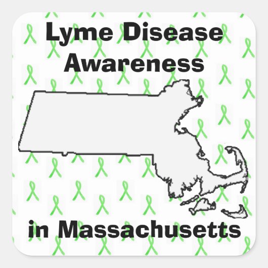 Bewustmaking van de ziekte van Lyme in Massachuset Vierkante Sticker (Voorkant)