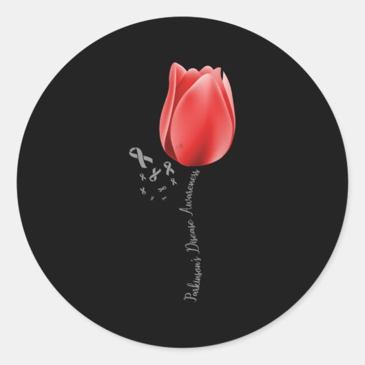 Bewustmaking van de ziekte van Parkinson Tulip Apr Ronde Sticker (Voorkant)