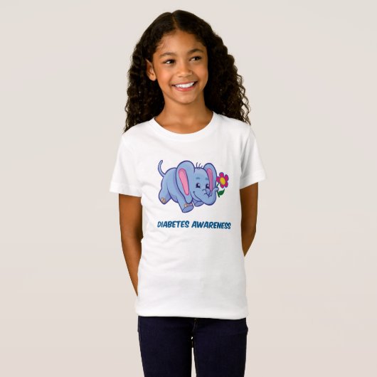 Bewustmaking van diabetes - Kinder shirt met blauw (Voorkant volledig)