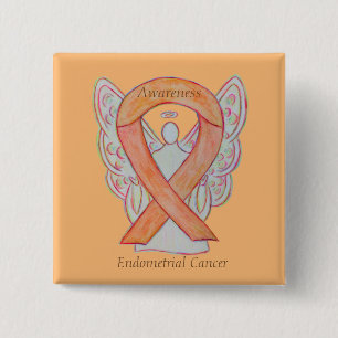 Bewustmaking van endometrieke kanker Koolstofpinne Vierkante Button 5,1 Cm