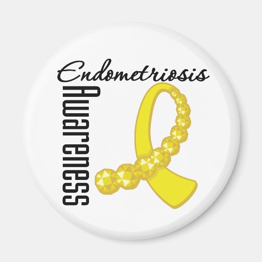 Bewustmaking van endometriose Gemstone Ribbon Magneet (Voorkant)