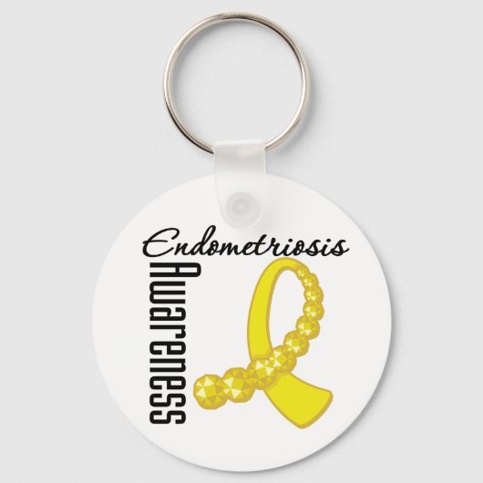 Bewustmaking van endometriose Gemstone Ribbon Sleutelhanger (Voorkant)