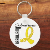 Bewustmaking van endometriose Gemstone Ribbon Sleutelhanger (Voorkant)