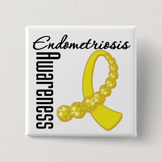 Bewustmaking van endometriose Gemstone Ribbon Vierkante Button 5,1 Cm (Voorkant)