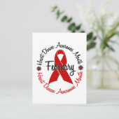 Bewustmaking van hartziekten Maand Rood lint 1,3 Briefkaart (Staand voorkant)