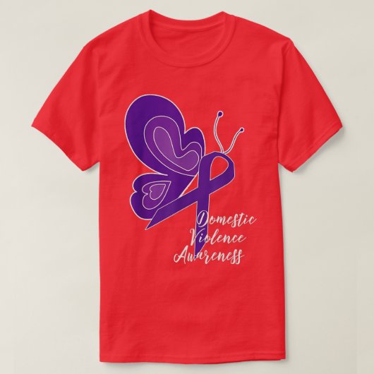 BEWUSTMAKING VAN HET DOMESTISCHE GEWELD PAARSE RIB T-SHIRT (Design voorkant)