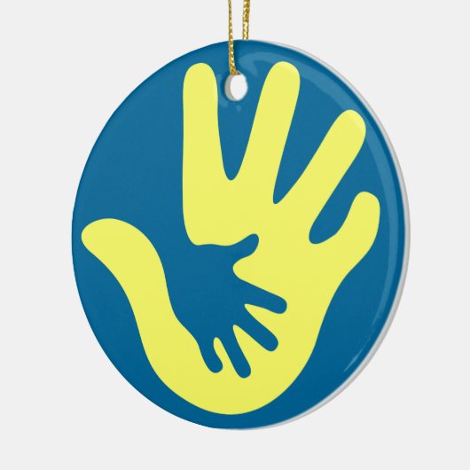 Bewustmaking van het downsyndroom keramisch ornament (Links)