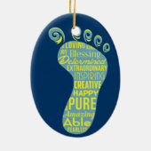 Bewustmaking van het downsyndroom keramisch ornament (Achterkant)