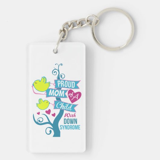 Bewustmaking van het downsyndroom sleutelhanger (achterkant)