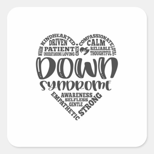 Bewustmaking van het syndroom van Down, downs synd Vierkante Sticker (Voorkant)
