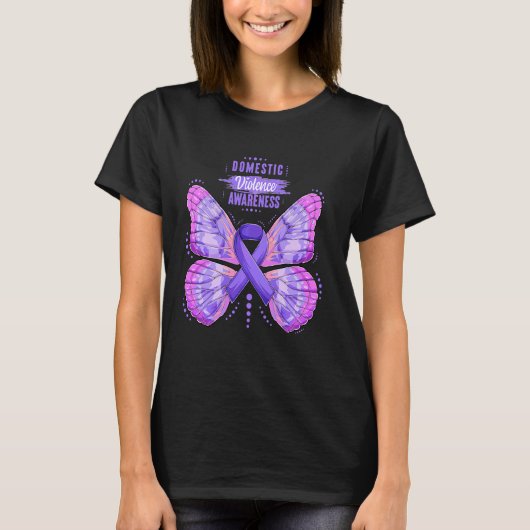 Bewustmaking van huiselijk geweld Paars lint B T-shirt (Voorkant)