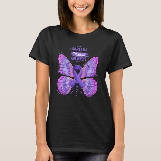 Bewustmaking van huiselijk geweld Paars lint B T-shirt (Voorkant)