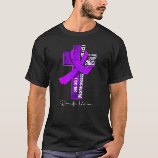 Bewustmaking van huiselijk geweld Paarse Ribbon Ch T-shirt (Voorkant)