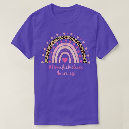 Bewustmaking van huiselijk geweld Roze Heart Leopa T-shirt (Design voorkant)