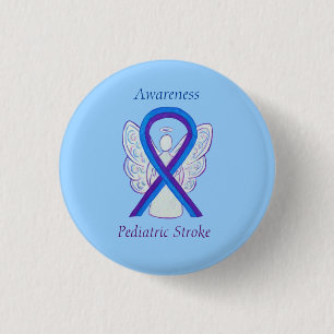 Bewustmaking van kinderberoerte Ribbon Angel Pin Ronde Button 3,2 Cm