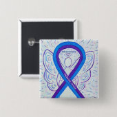 Bewustmaking van kinderberoerte Ribbon Angel Pin Vierkante Button 5,1 Cm (Voorkant /achterkant)