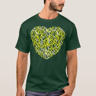 Bewustmaking van kinderkanker Geel lintjeshart T-shirt