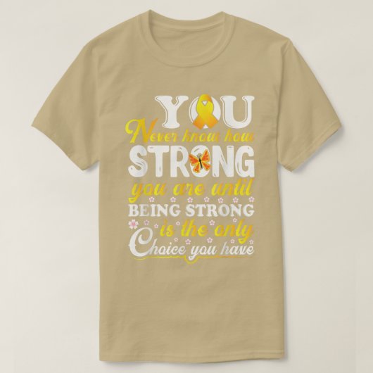 Bewustmaking van kinderkanker Gele ribbo T-shirt (Design voorkant)