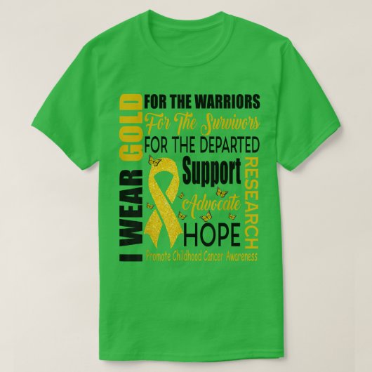 Bewustmaking van kinderkanker, gouden kleur voor e t-shirt (Design voorkant)