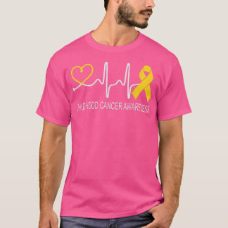 Bewustmaking van kinderkanker Hartslag Gold Ribbon T-shirt