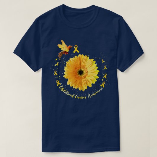 Bewustmaking van kinderkanker Hummingbird Gold Sun T-shirt (Design voorkant)
