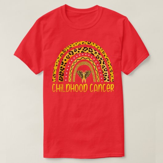 Bewustmaking van kinderkanker Leopard Rainbow Gold T-shirt (Design voorkant)