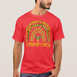 Bewustmaking van kinderkanker Leopard Rainbow Gold T-shirt