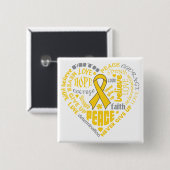 Bewustmaking van kinderkanker Woorden Vierkante Button 5,1 Cm (Voorkant /achterkant)
