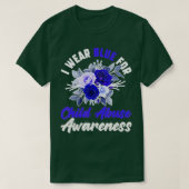 Bewustmaking van kindermisbruik Blauwe lintsteen P T-shirt (Design voorkant)