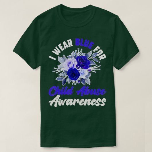 Bewustmaking van kindermisbruik Blauwe lintsteen P T-shirt (Design voorkant)
