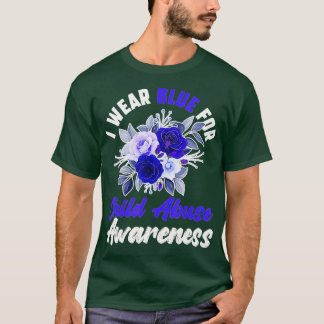 Bewustmaking van kindermisbruik Blauwe lintsteen P T-shirt