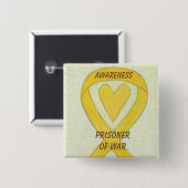 Bewustmaking van krijgsgevangene (POW) Heart Ribbo Vierkante Button 5,1 Cm (Voorkant /achterkant)