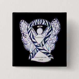 Bewustmaking van neuroendocriene kanker Ribbon Ang Vierkante Button 5,1 Cm