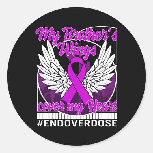 Bewustmaking van overdosering Mijn broer's Wings H Ronde Sticker (Voorkant)