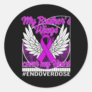Bewustmaking van overdosering Mijn broer's Wings H Ronde Sticker