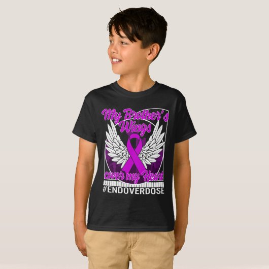 Bewustmaking van overdosering Mijn broer's Wings H T-shirt (Voorkant volledig)