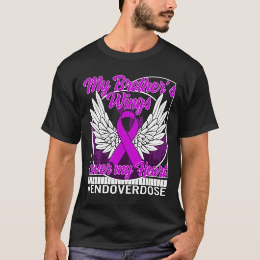 Bewustmaking van overdosering Mijn broer's Wings H T-shirt (Voorkant)