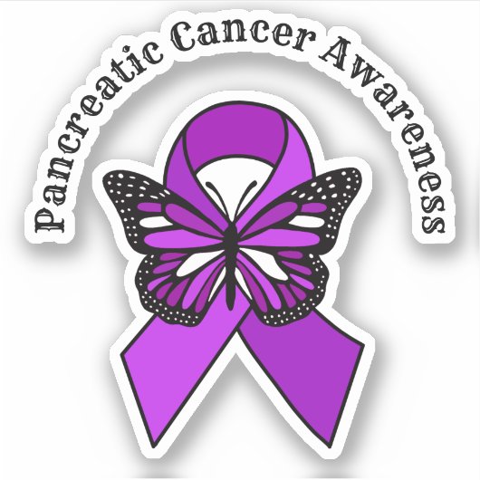 Bewustmaking van pancreaskanker | Botervlieg Sticker (Voorkant)