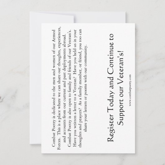 Bewustmaking van poëzie bestrijden kaart (Voorkant)