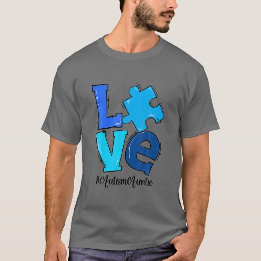 BEWUSTMAKING VAN Puzzle Piece Autisme Auntie Autis T-shirt (Voorkant)