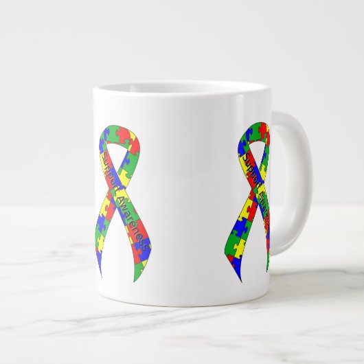 Bewustmaking van Puzzle Ribbon Grote Koffiekop (Voorkant rechts)