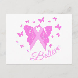 Bewustmaking van roze lint-Butterfly Briefkaart