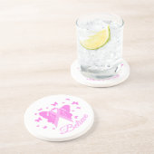 Bewustmaking van roze lint-Butterfly Zandsteen Onderzetter (Zijkant)