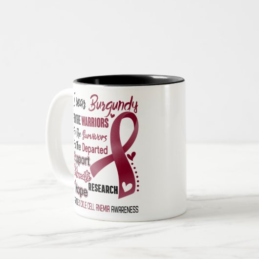 Bewustmaking van sikkelcelanemie Maand Ribbon-cade Tweekleurige Koffiemok (Voorkant links)