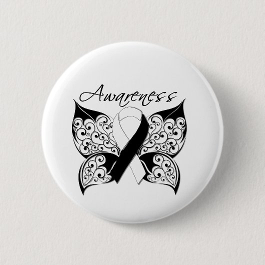 Bewustmaking van tattoo vlinder - kankerverwekkend ronde button 5,7 cm (Voorkant)