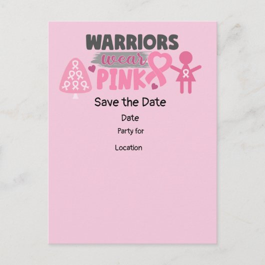 Bewustmaking voor borstkanker, sla de Date Party o Briefkaart (Voorkant)